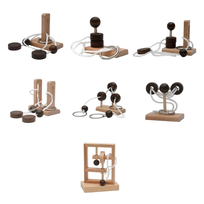

3D Wooden Puzzle Rope Looping Game Toy Intelligence Locked Puzzle Game Toy for Teens Kids Educational Maze Game