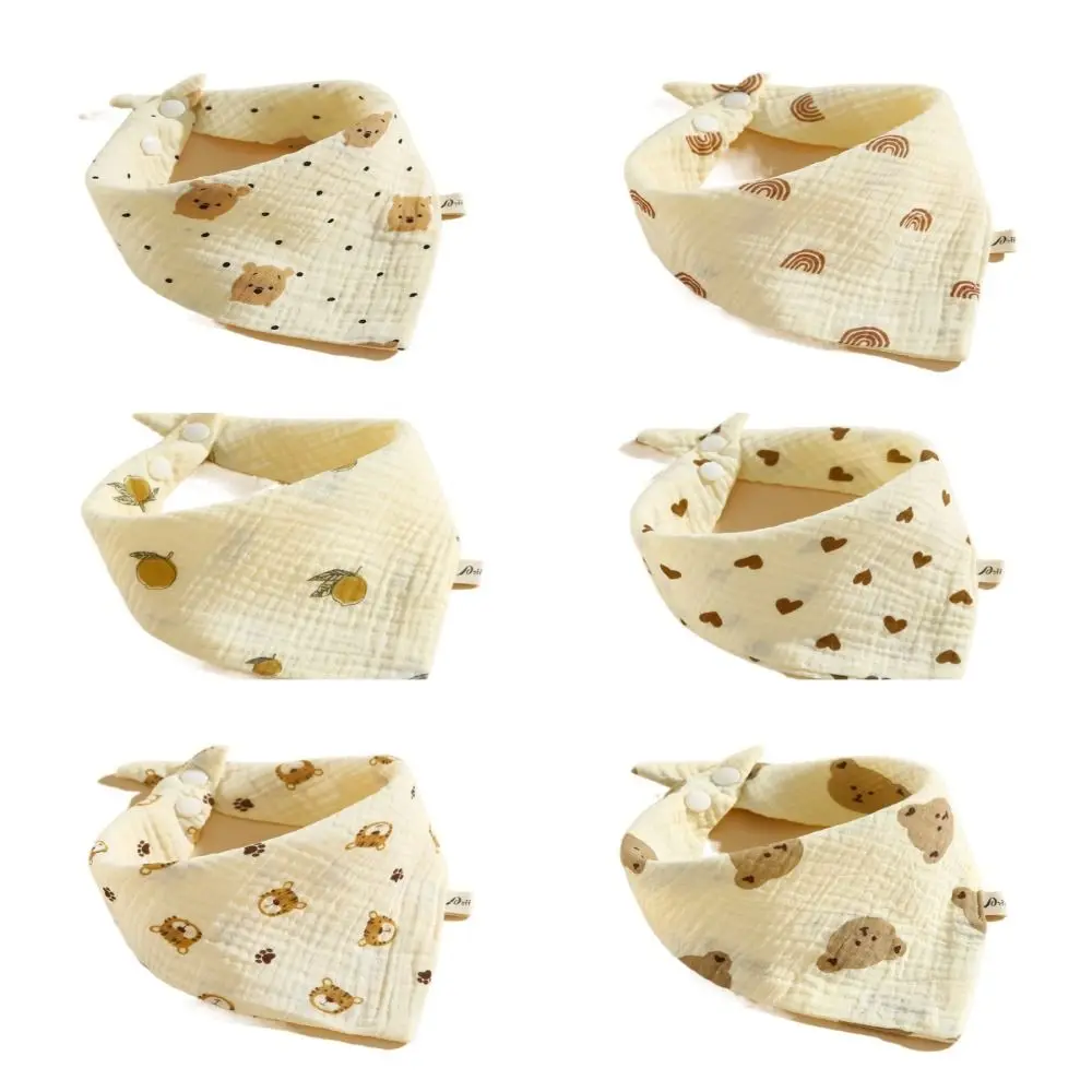 Feeding Towel Printing Baby Muslin Bibs Snap Button Cotton Saliva Towel Ruffle Soft Burp Cloths Feeding Drool Bibs
