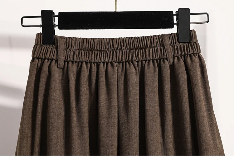 Solider, vielseitiger, mittellanger Faltenrock 2026 Plus-Size-Röcke A-Linie Maxikleid Frühling Herbst Neuer halblanger Regenschirmrock – Detail 14