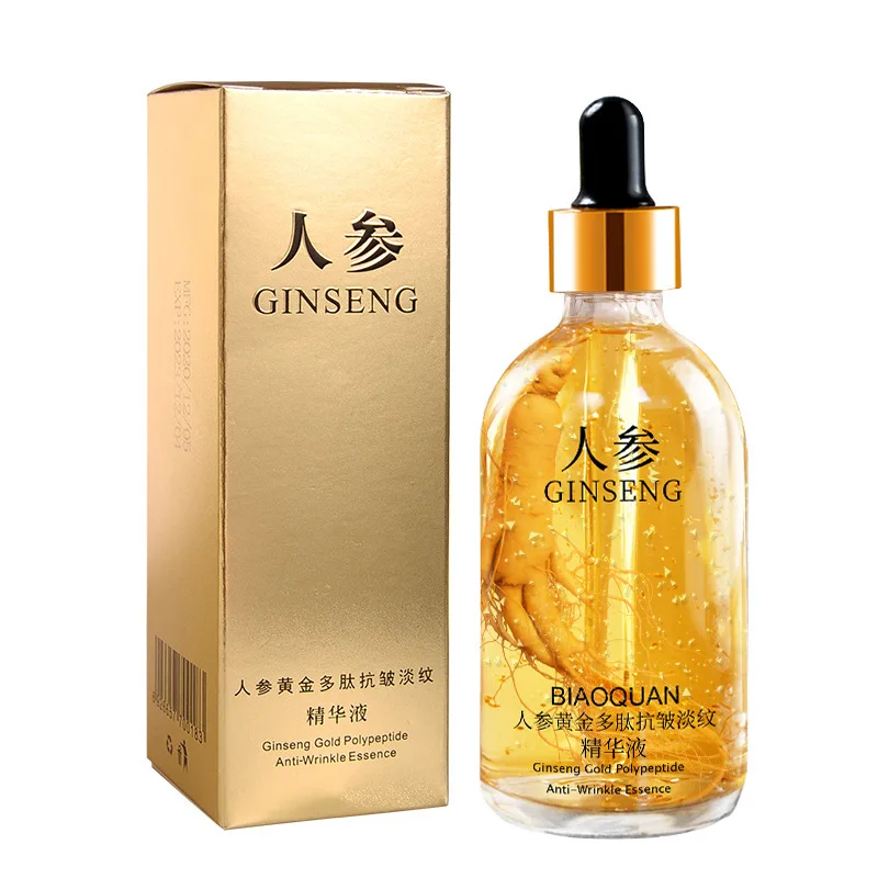 100ml Golden Ginseng Essences Polypeptide Anti-wrinkle Face Serum Fade Fine Lines Hyaluronic Acid Moisturizing Facial Skin Care