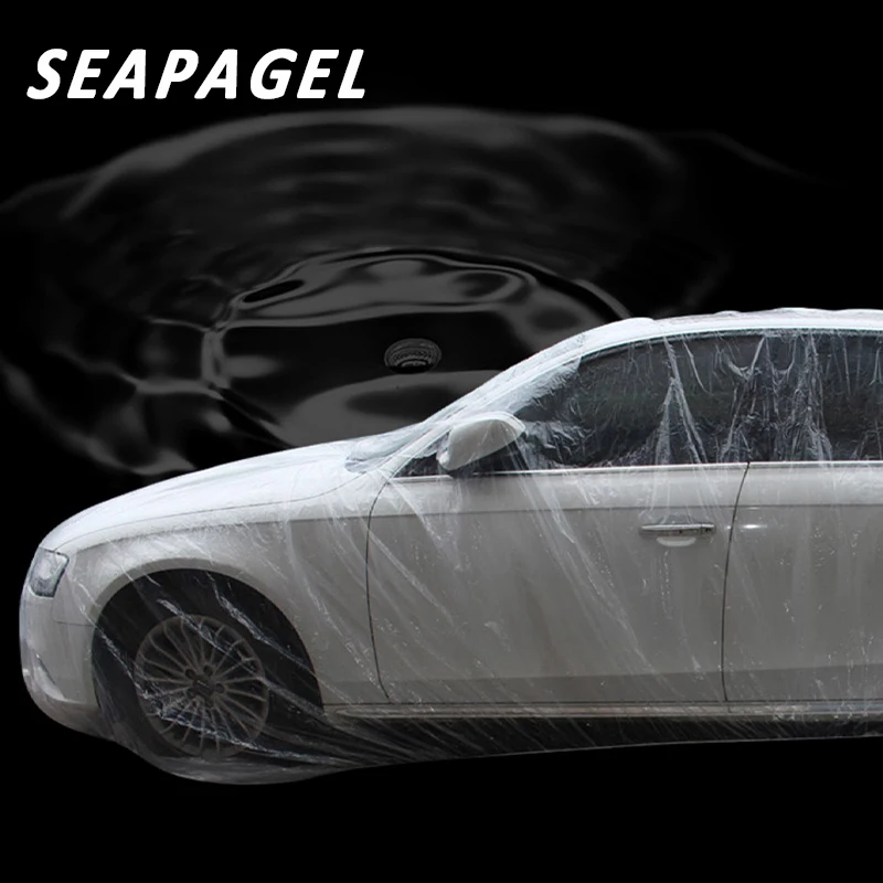 Universal Exterior Waterproof Car Cover disposable plastic PE Automobile Covers Auto Accessories With Elastic Dust Cover Rain Co