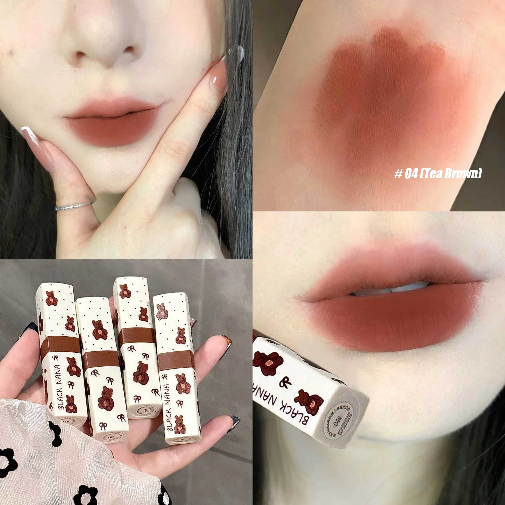 thumbnail image 1 of 1pc Waterproof Matte Coffee Brown Lipstick Moisturizing Long Lasting Not Easy To Fade Low Saturation Rose Pink Brown Lip Gloss, 1 of 5