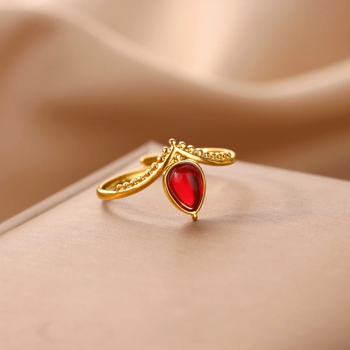 Zircon Green Water Drop Rings For Women