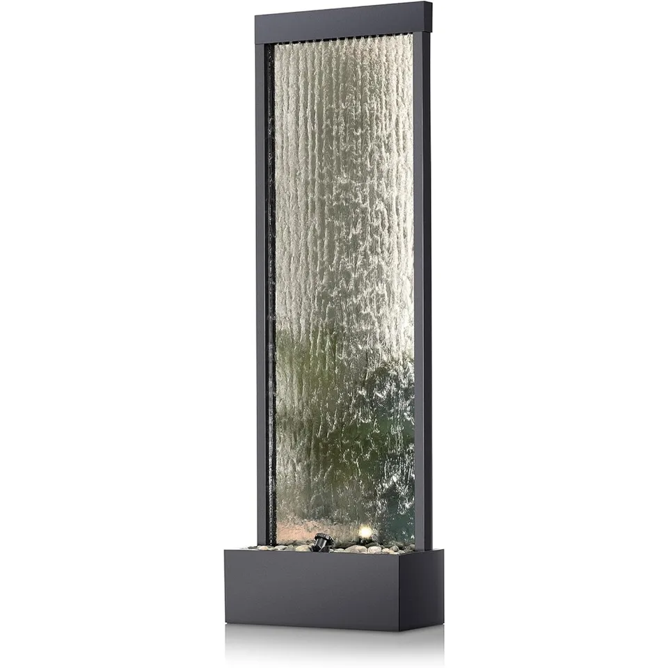 Zen Mirror Waterfall Fountain with LED Lights