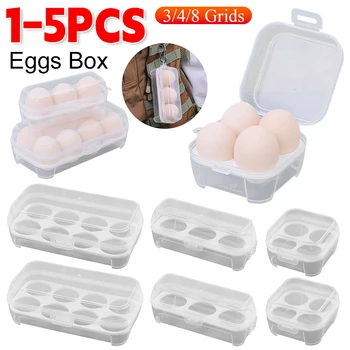 1/3/5pcs scatola per uova portatile 3/4/8 griglie portauova con coperchio campeggio all'aperto scatola portaoggetti per uova da Picnic organizzatore da cucina trasparente 1