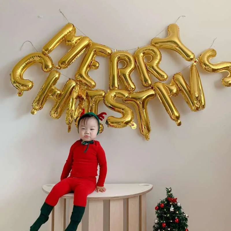 16inch Merry Christmas Letter Foil Balloon Colorful Letter Balloon 2023 Happy New Year Banner Christmas Party Deco Ornament 2024