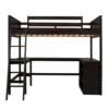 Full size Loft Bed with Shelves and Desk, Wooden Loft Bed with Desk - Espresso 3