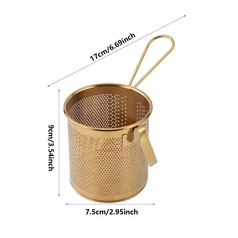 Pasta Strainer Basket Small Stainless Steel Deep Fryer Pasta Strainer Noodle Spaghetti Hot Pot StrainerThickened Deep Fryer Pot images - 6