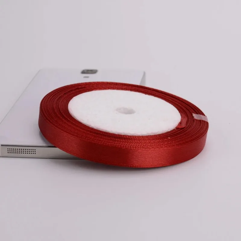 Elegant Burgundy Satin Ribbon - 25 Yards, 6mm-75mm Widths, Perfect for DIY Crafts, Gift Wrapping, and Party Decorations