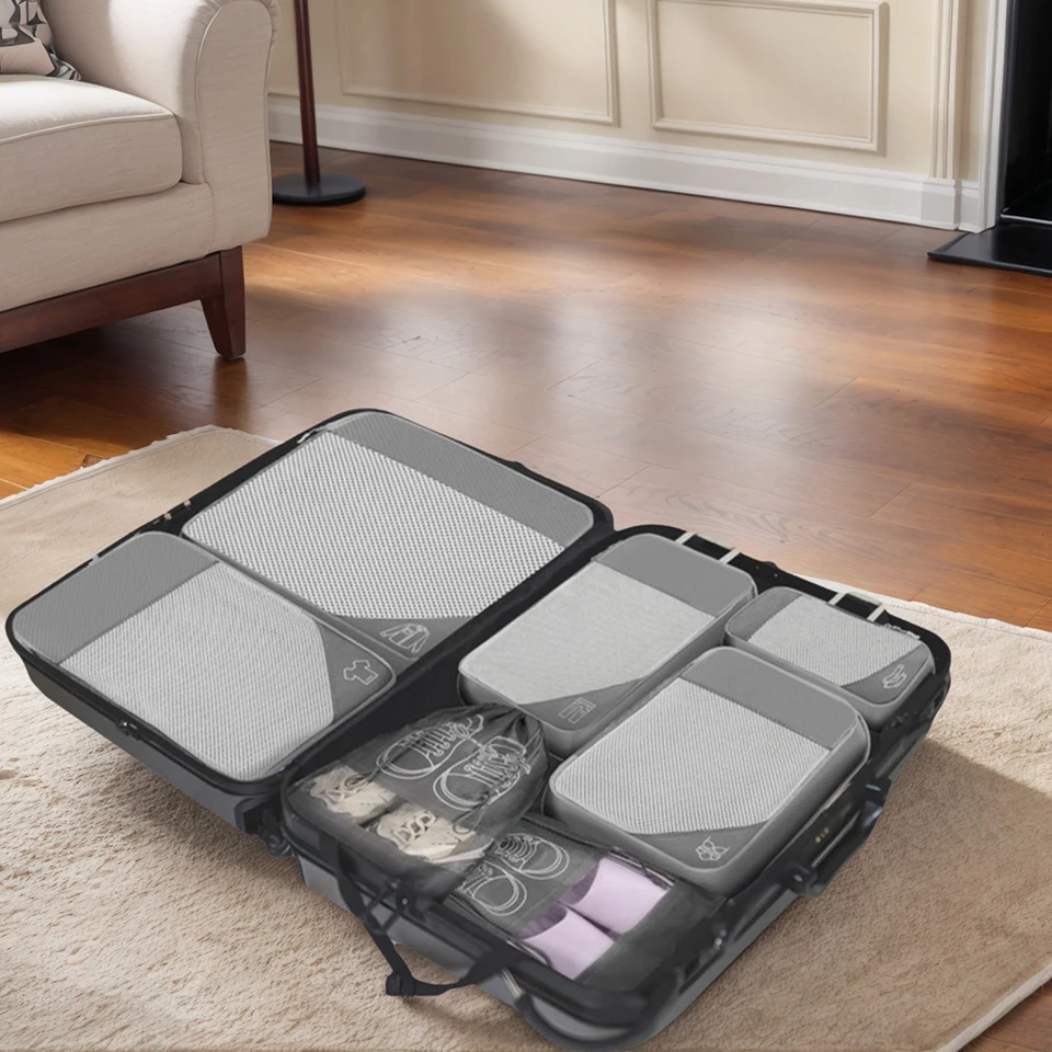 Lightweight Compression Travel Packing Cubes with Shoe Bags