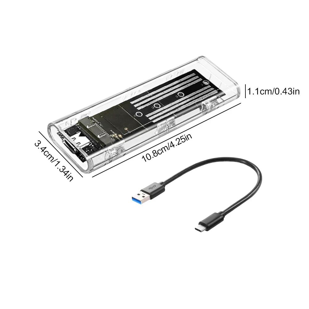 Transparent PC External SSD Case USB 3.1 Hard Disk Box