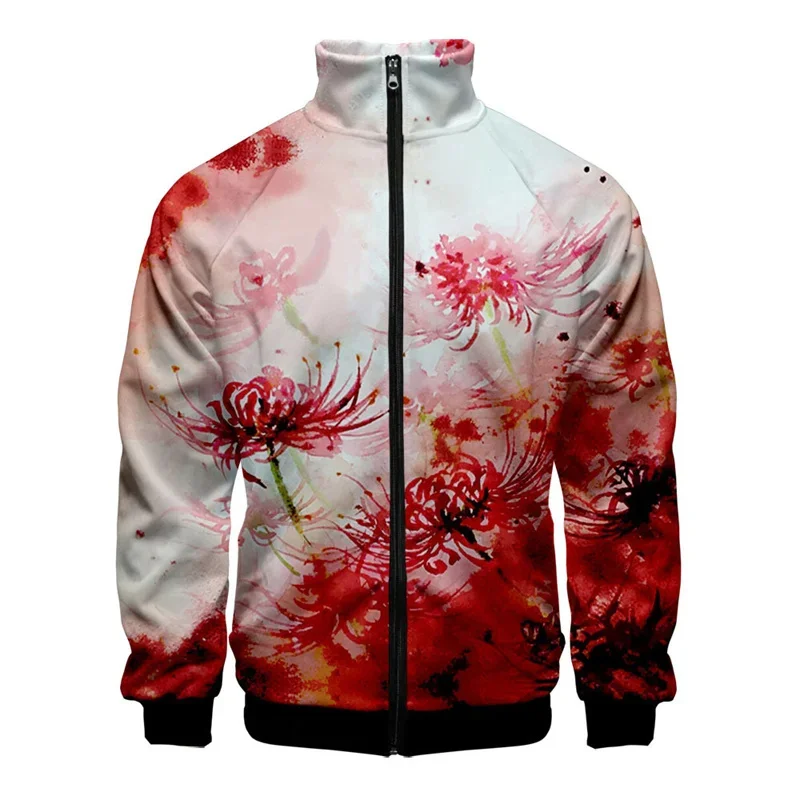 thumbnail image 1 of Chaqueta con estampado 3D de plantas y flores para hombre, abrigo de manga larga con estampado retro, chaquetas con cremallera de gran tamaño y personalidad para mujer, blusas de calle, 1 of 5