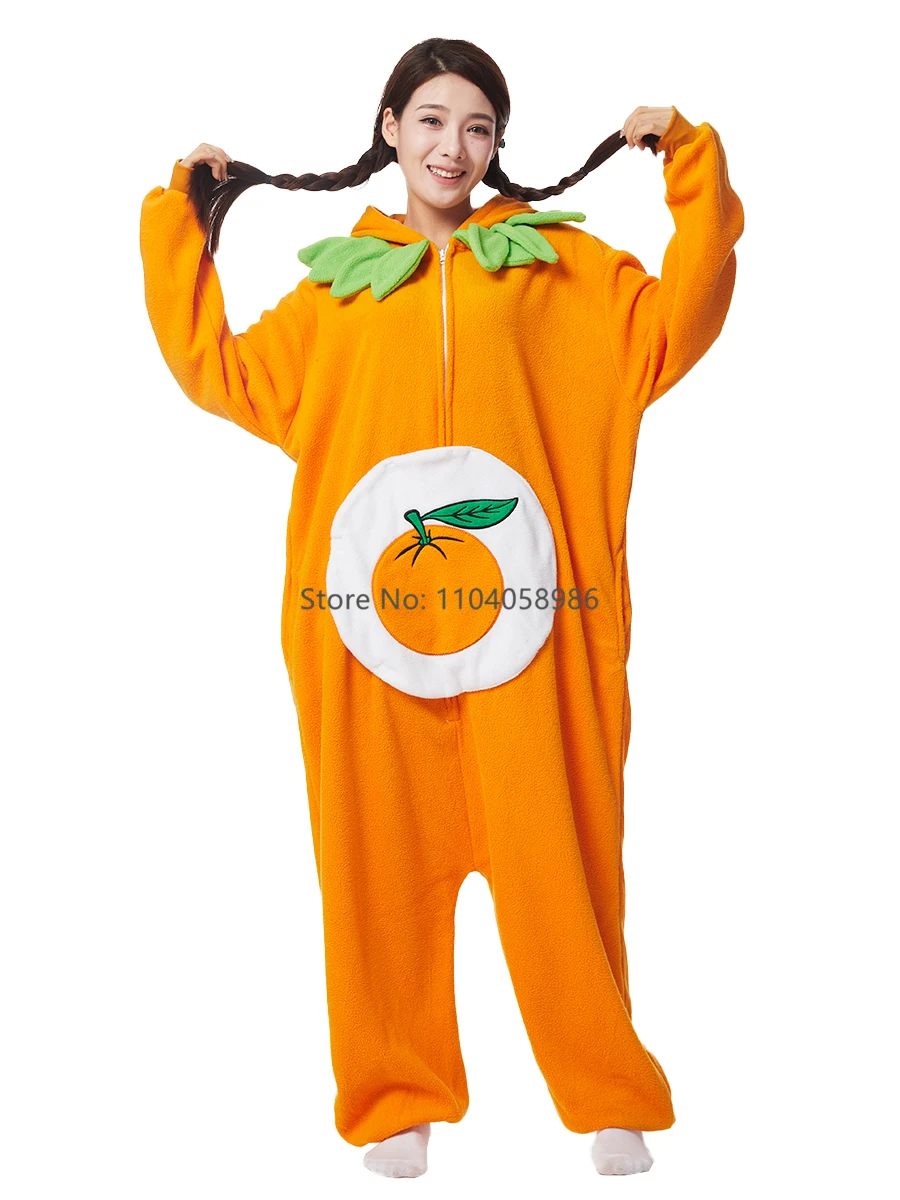 Fruit Kigurumi Costume Halloween Onesie Orange For Women Men Adult Kids Pyjamas Cartoon Pajama Cosplay Party Homewear