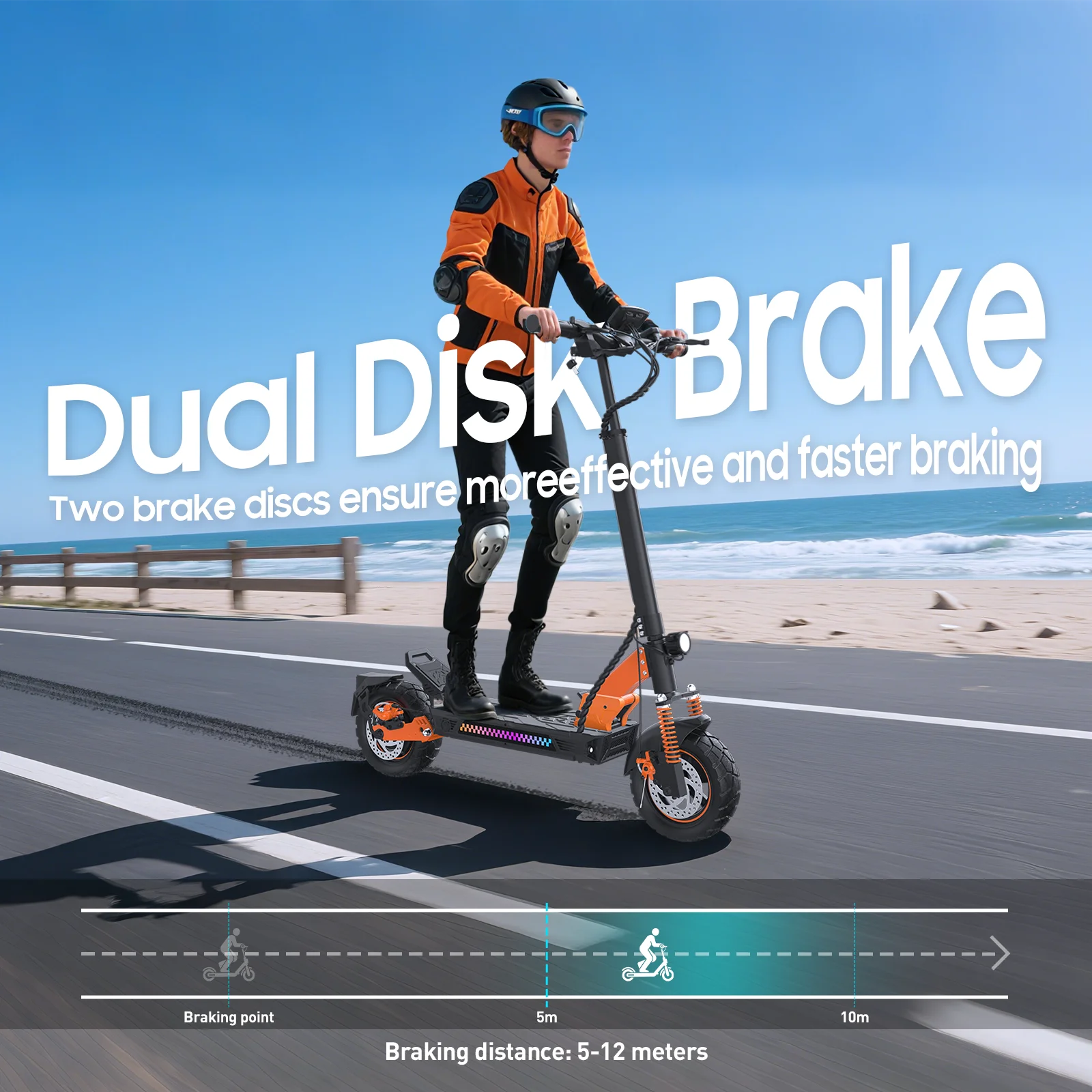 Scooter elettrico TOFUN TF3S 1000W con velocità APP Maxi 45 km/h autonomia 35-45 km 48V13Ah pneumatici 10 pollici 4 modalità pieghevoli - immagine 6