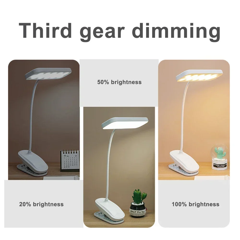 360&deg; Flexible Study Table Lamp Clip USB Rechargeable Desk Lamp Bedside Night Light Bedroom Study Reading Office Work led light desk lamp night light led desk lamp book light