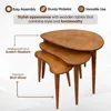 Solid nested table set of 3, birch mid-century pebble table with wood tapered legs, portable modern side coffee table 4
