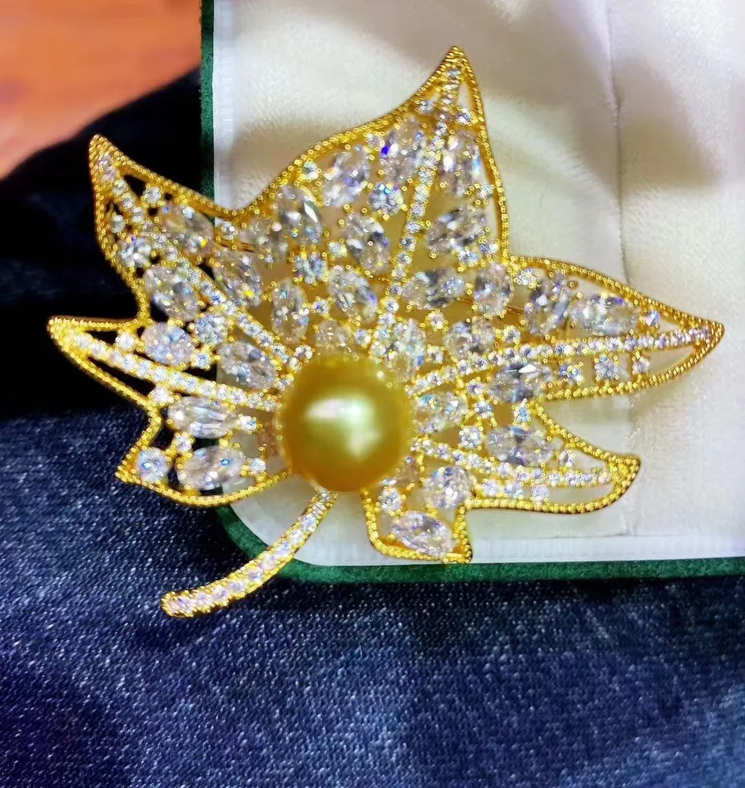 

Женская Брошь с жемчугом, Золотая брошь 7-8 мм с натуральным пресноводным жемчугом, круглой формы, подарок на день рождения