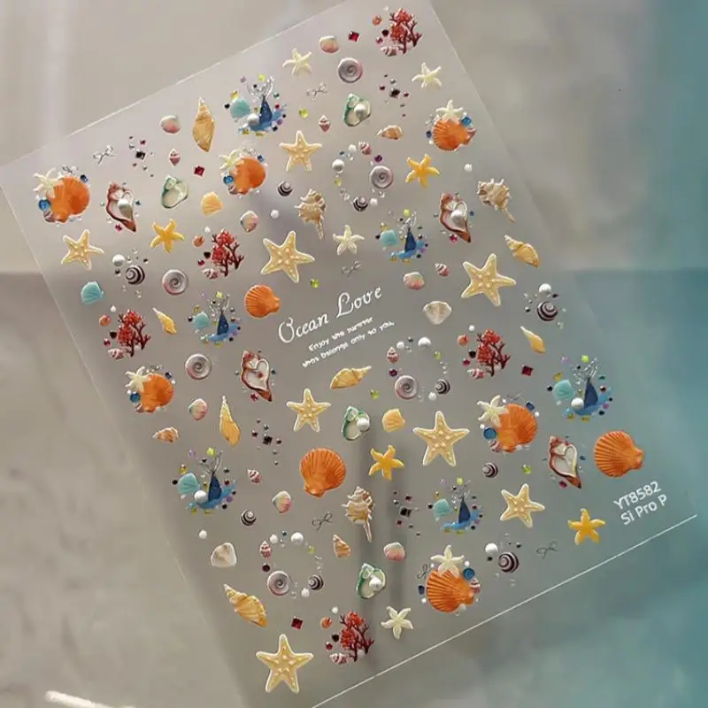 Summer Starfish 3D Nail Art Stickers - Cute & Decorative Self-Adhesive Decals