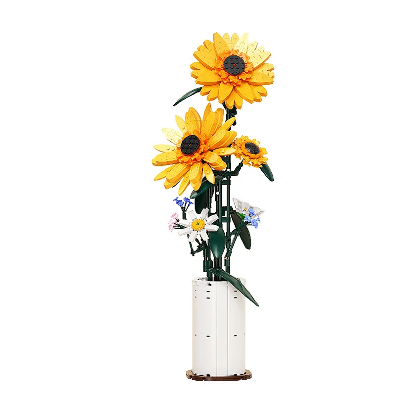 

Creative and Interesting Simulation of Flower Bonsai Sunflower Desktop Decoration Building Blocks Bricks Toys Gifts