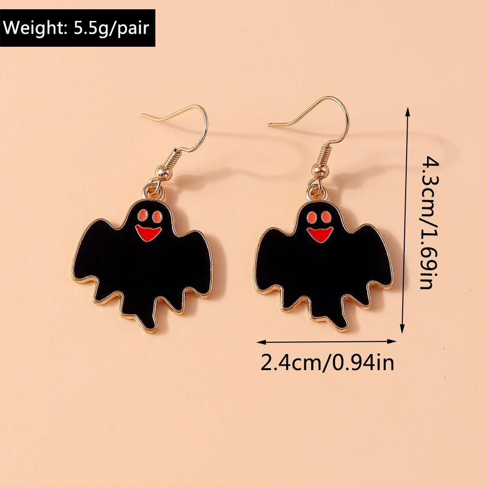 Aihua Mode Halloween Geist Ohrring Set Emaille Fledermaus Spinne Mumie Skelett Kürbis Ohrringe Halloween Nacht Party Schmuck Geschenke – Detail 11