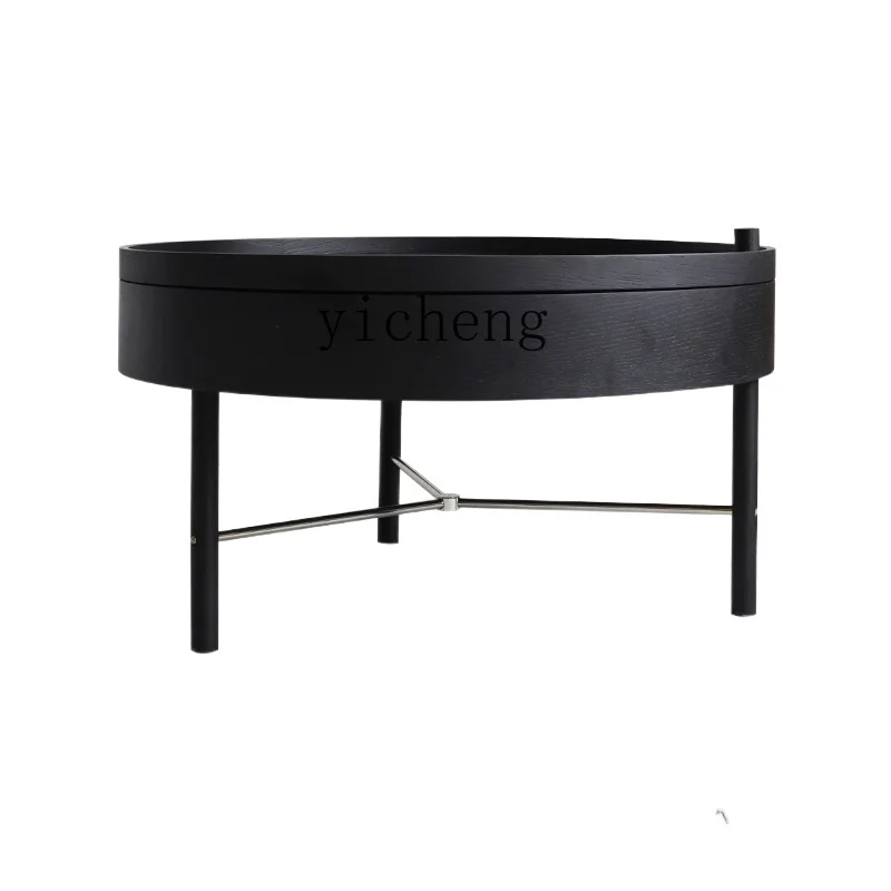

XC Storage Rotating round Tea Table Small Apartment Combination Nordic Simple Modern Living Room Solid Wood Internet Celebrity