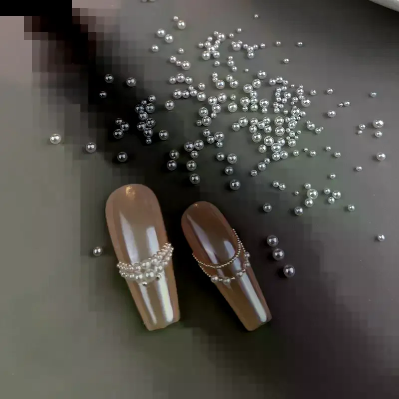 300-5000pcs/Bag Pearls Pure White Nail Beads Rhinestone Round 1-6MM Mixed Size High Brightness Pearls For DIY Manicure Decor