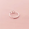 WYEAIIR 925 Sterling Silver Sweet Romantic Openwork Zircon Two Hearts Resizable Opening Ring For Women Luxury Jewelry 5