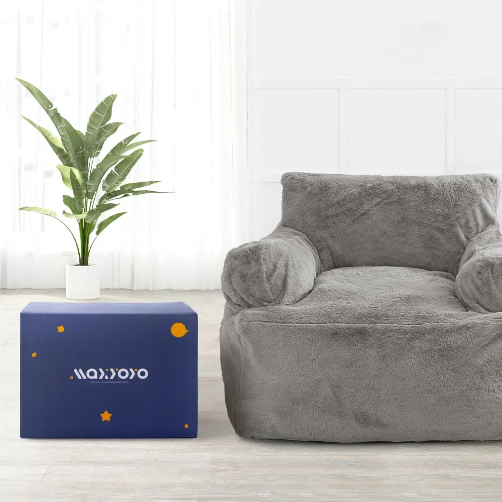 MAXYOYO Giant Bean Bag Chair, Faux Fur Stuffed Bean Bag Couch with Filler Large Living Room
