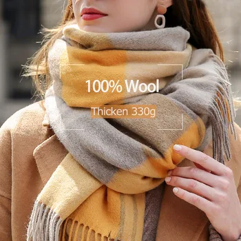 Winter 100% Lamb Wool Scarf Women Luxury 1