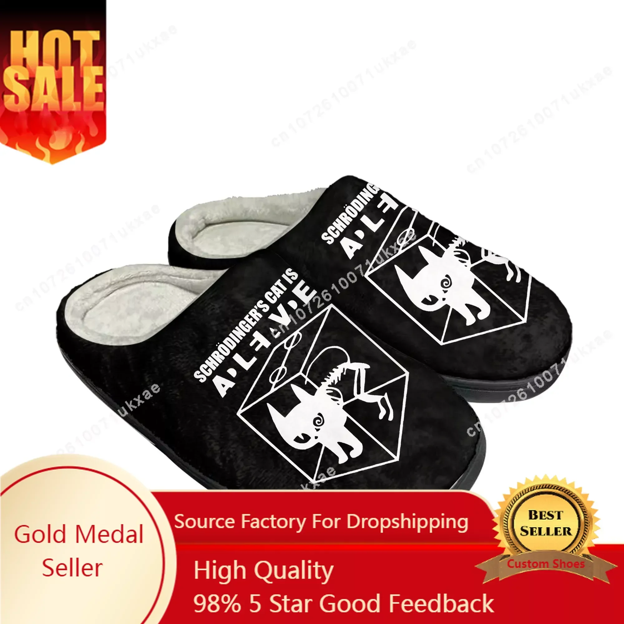 The Big TBBT Schrodinger's Cat Home Cotton Slippers Mens Womens Plush Bedroom Casual Keep Warm Shoes Indoor Customized Shoe