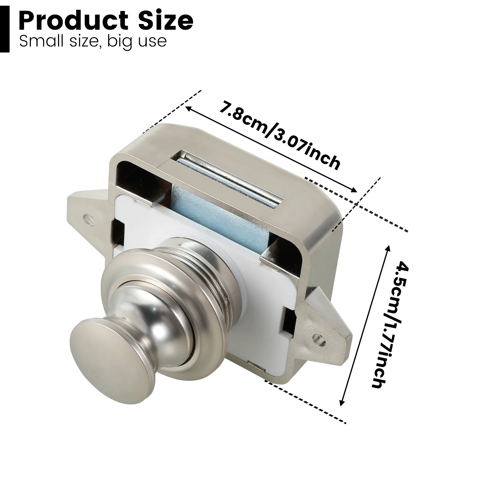 Zinc Alloy Push Button Latch for RV Caravan Boat Cabinet Doors