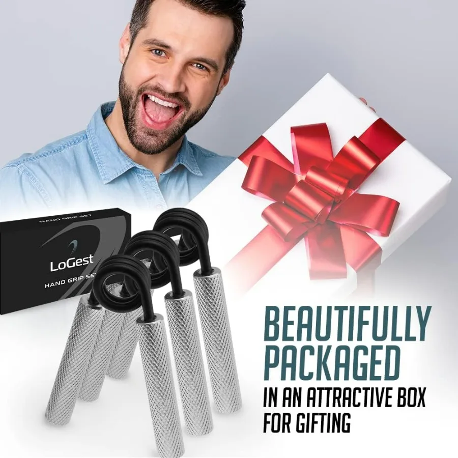 Metal Hand Grip Set, 100LB-350LB 6 Pack 50LB-350LB 7 Pack No Slip Heavy-Duty Grip Strengthener with Gift Box, Great Wrist & Fore