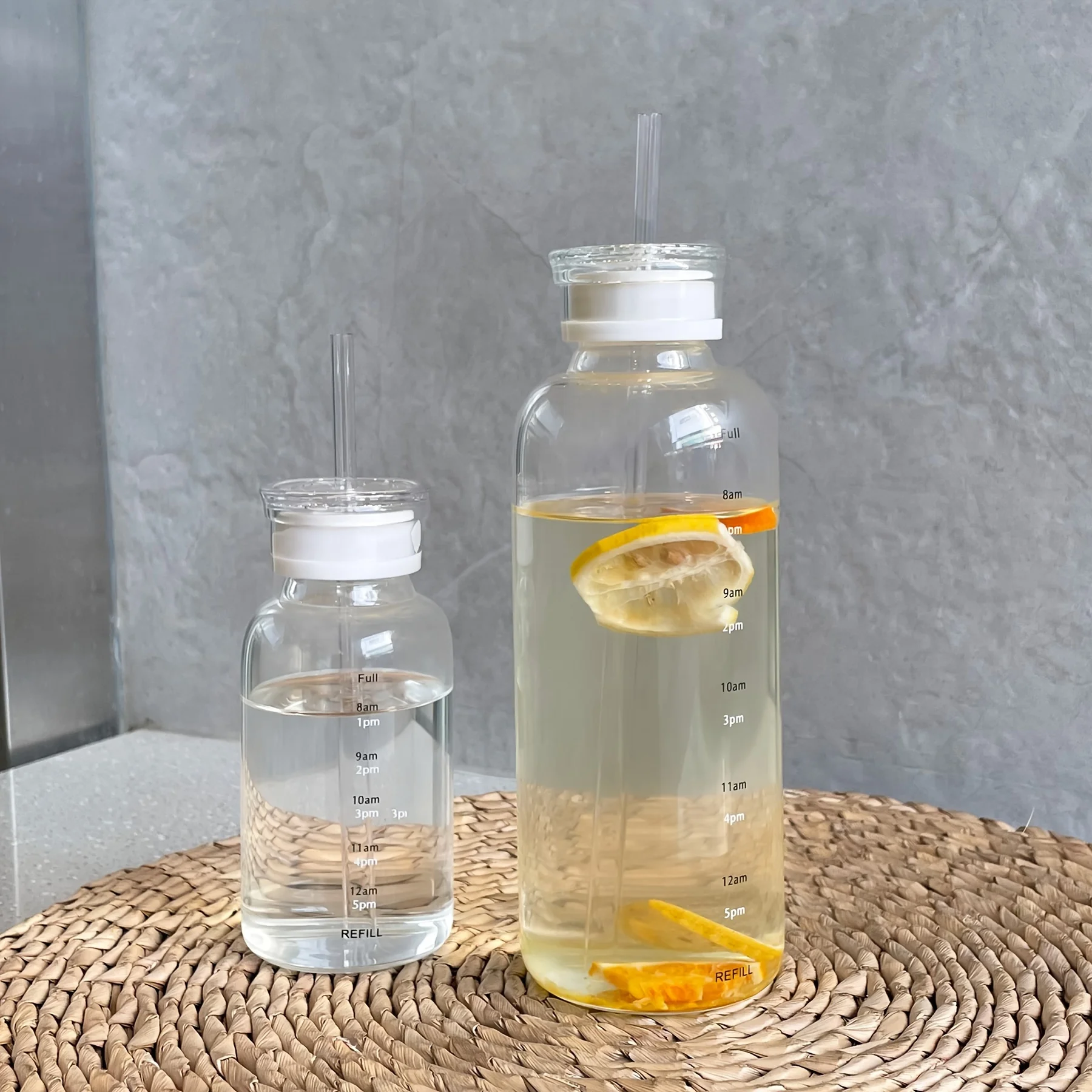 1pc - Large Capacity Glass Cup, Glass Cup With Time Scale, Transparent Tea Cup, Water Cup, Drinkware For Restaurants