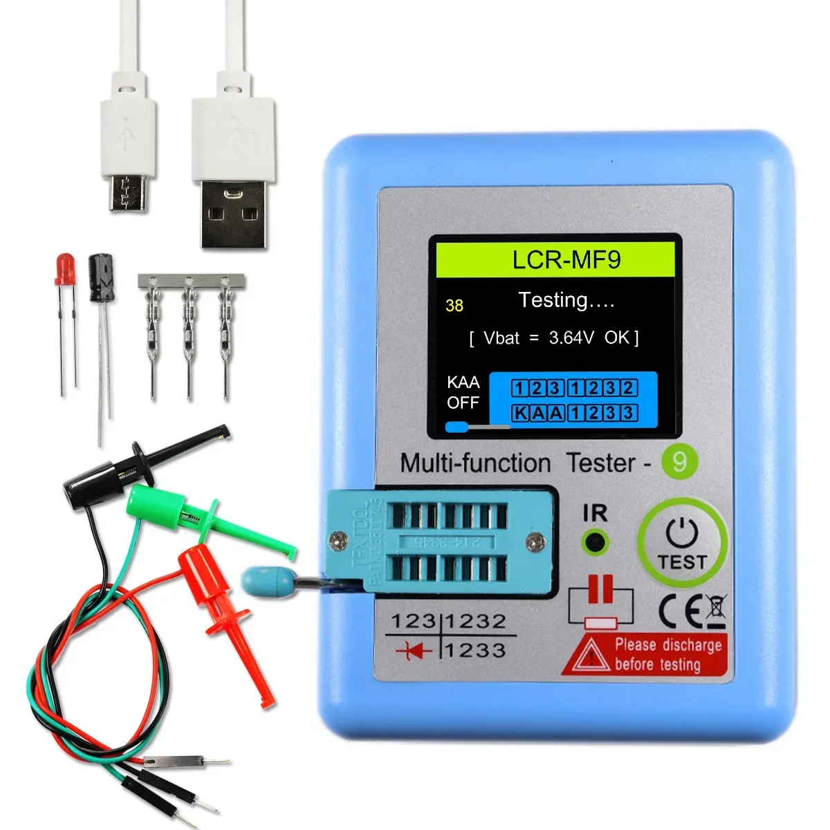 Transistor Tester LCR MF9 Transistor Tester TFT Diode Triode Capacitance Meter LCR ESR NPN PNP MOSFET IR Tester