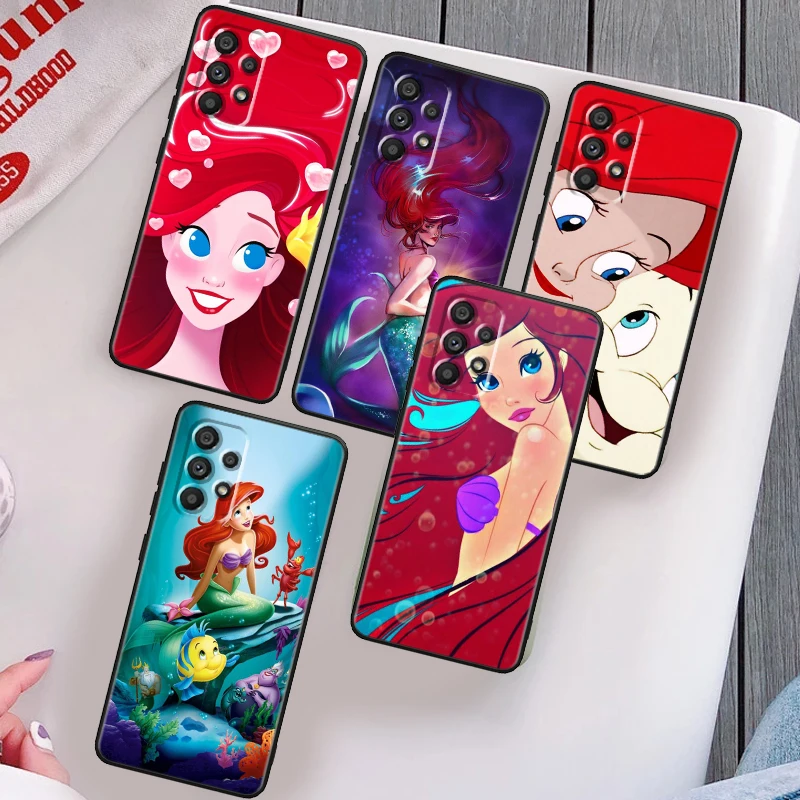 

Ariel The Little Mermaid Phone Case For Samsung Note 20 10 Ultra Plus A31 A8 A14 j6 A12 A5 A70 A7 A34 A20 A04 A24 5G Black