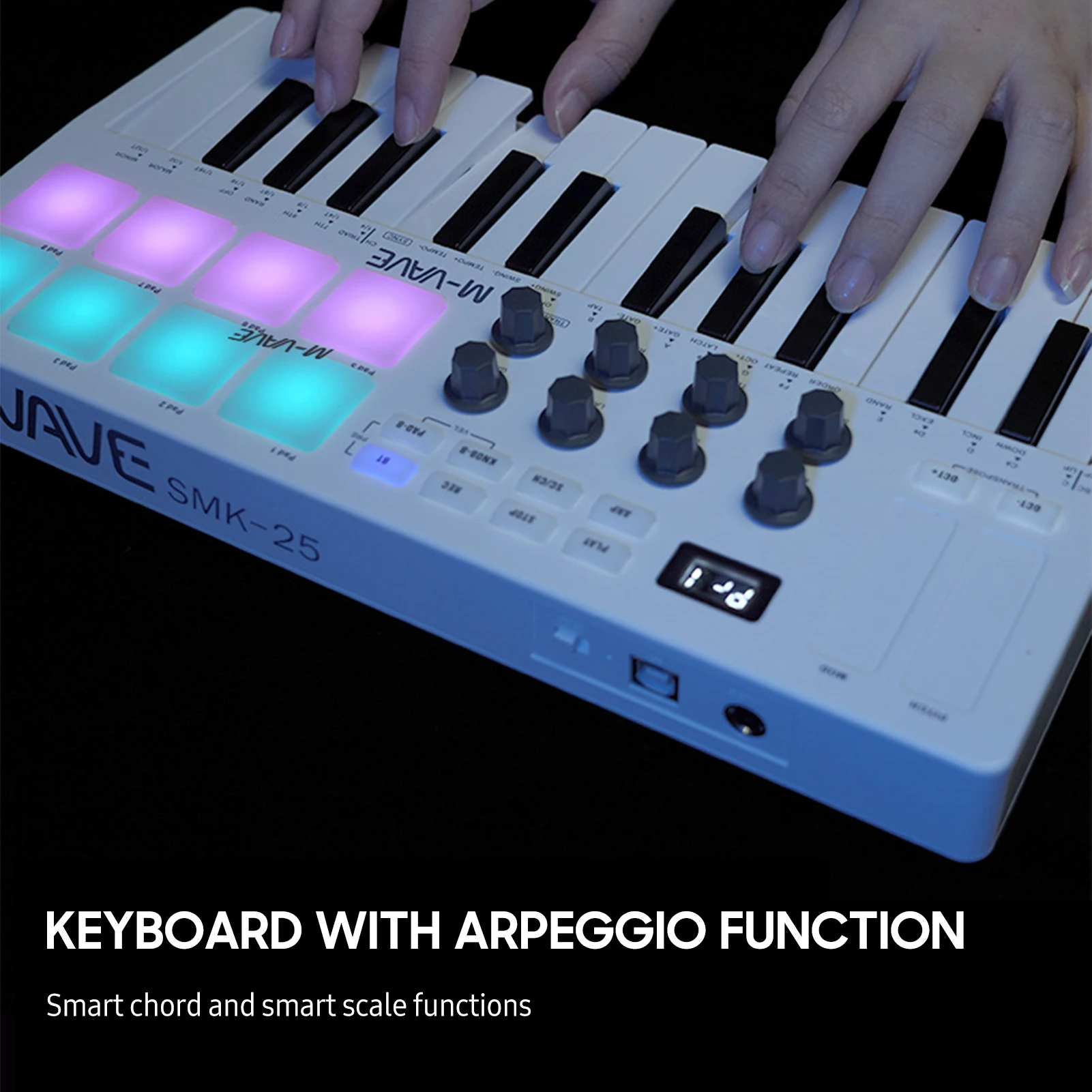 Midi Control Keyboard Electronic Musical Instrument 25-Key MIDI Control Keyboard Mini USB Keyboard MIDI Controller with 25 Velocity Sensitive Keys 8 RGB Backlit Pads 8 Knobs