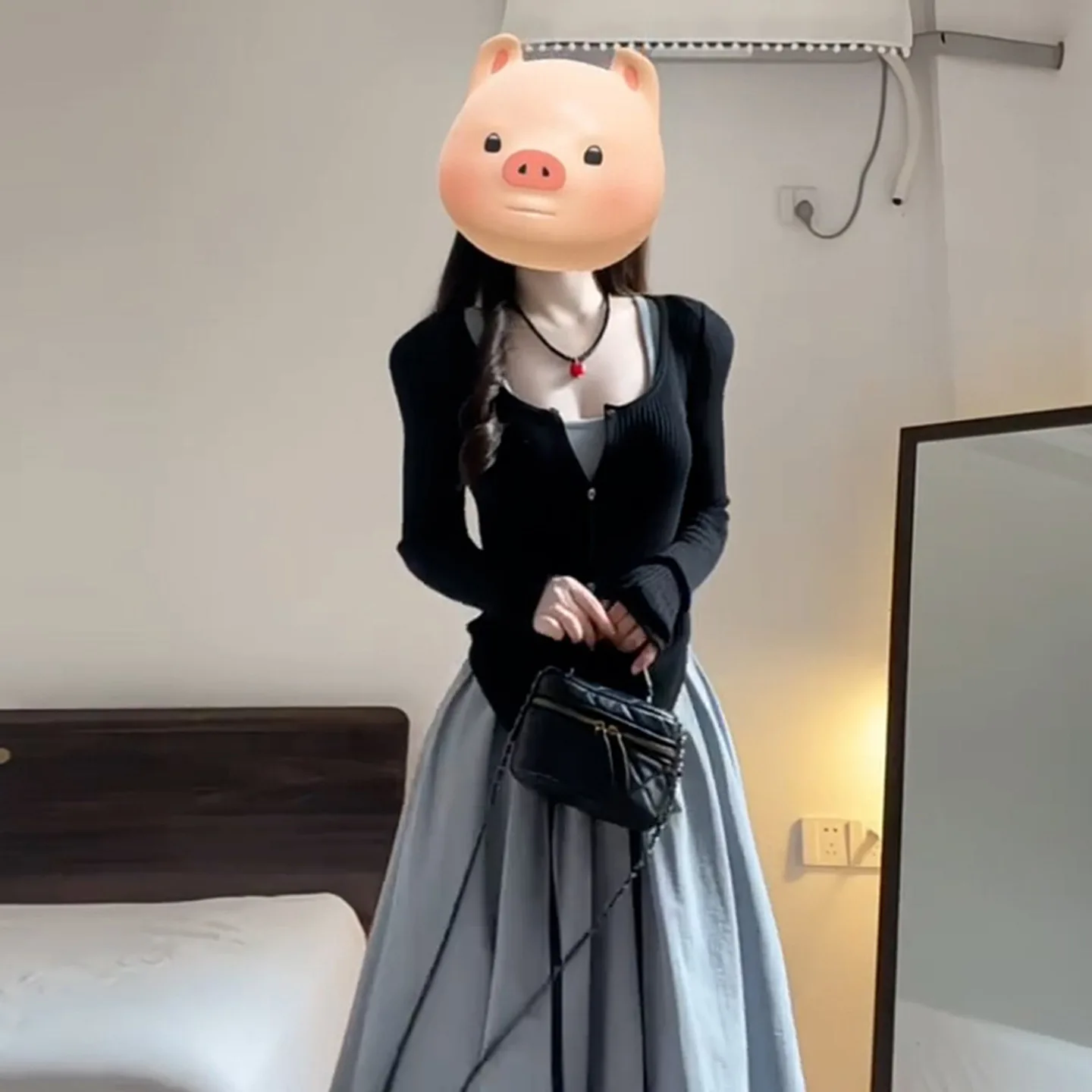 French Style Belted Midi Dress Set Women's Spring Autumn 2026 Elegant Slimming Beautiful Long Skirt Ensemble High Waist Round... 4