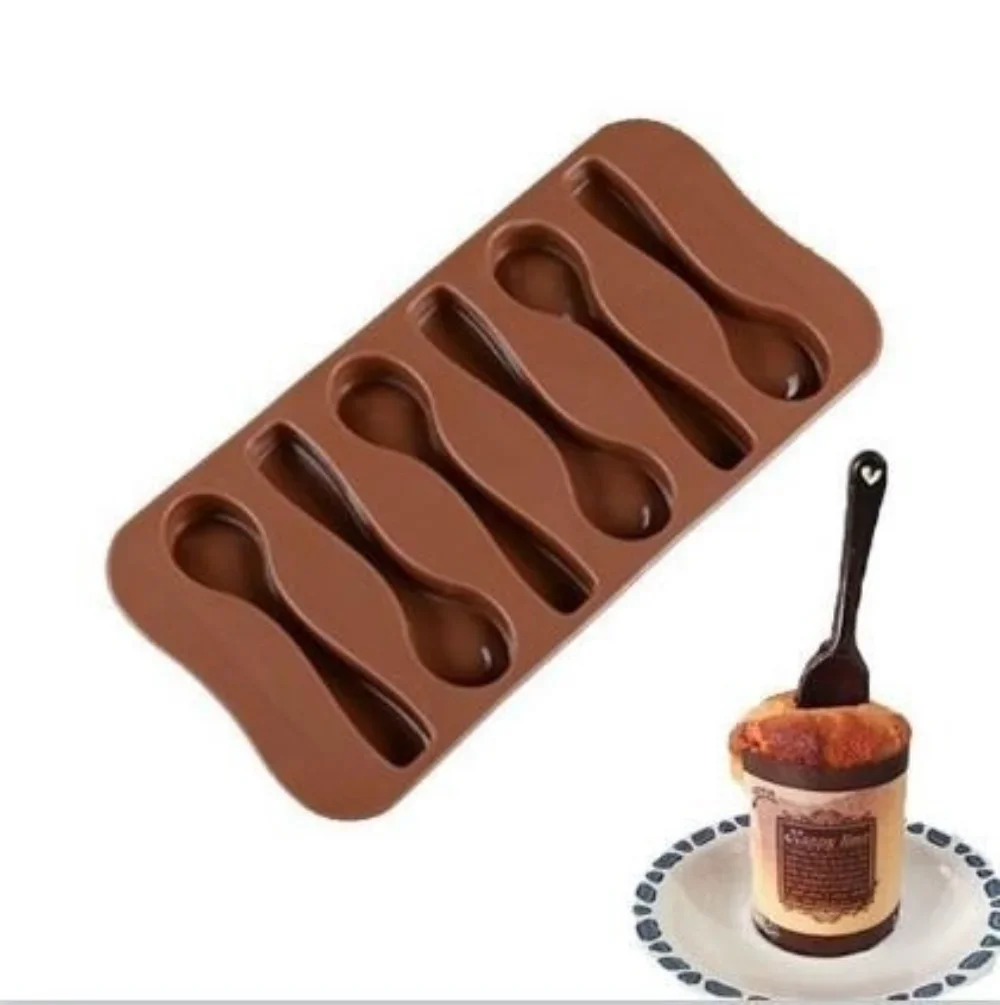 JJYY Cake Mold Baking Mould DIY Chocolate Six Spoons Mould Silicone Baking Cake Decorating Topper Candy