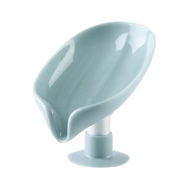 Leaf Shape Soap Dish Drain Soap Holder Bathroom Shower Soap Box sponge Storage Plate Tray Bathroom Supplies Bathroom Gadge 1pc Green