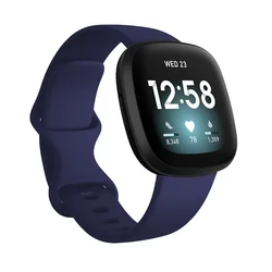 Silicone Sport Strap for Fitbit Versa and Sense - Soft Smartwatch Band Accessory (Midnight blue 3)