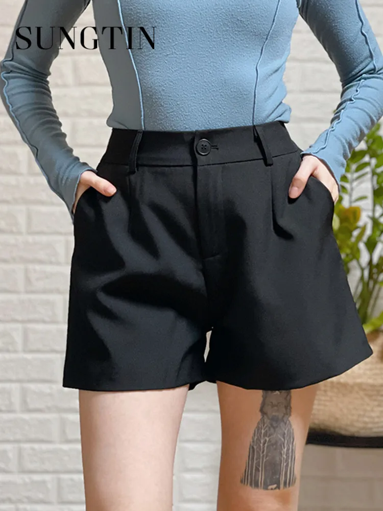 High Waist Short Pants Women New Arrival 2023 Summer Fashion Korean Style  Solid Color All-match Office Lady Casual Shorts W1265 - AliExpress