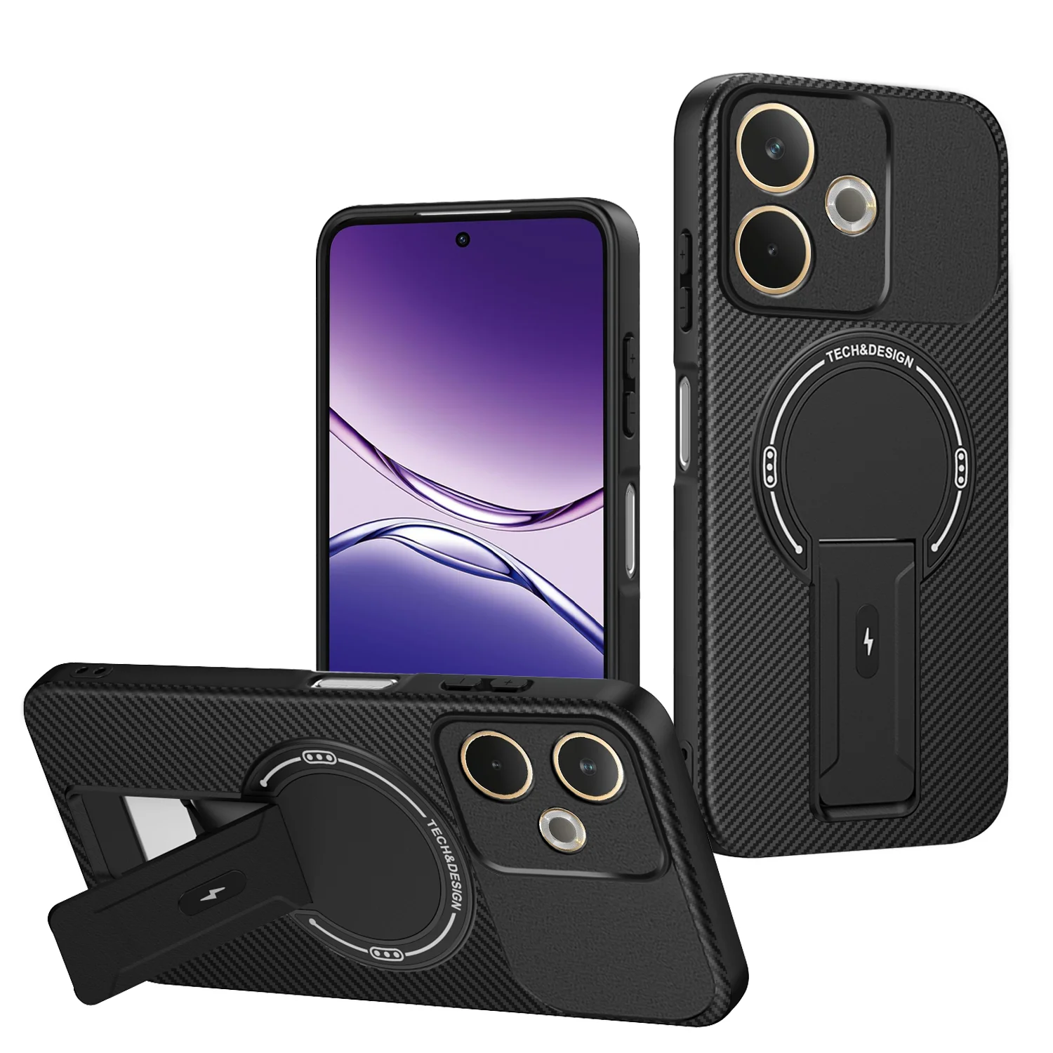 Enhanced Carbon Fiber Magnetic Stand Case with Armor Protection