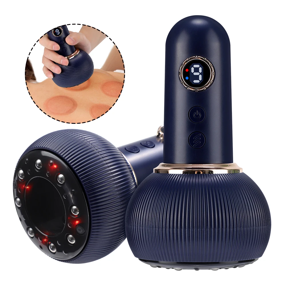 Electric Meridian Brush/Scraping Cupping Massager, Lymphatic Drainage,Heating Gu