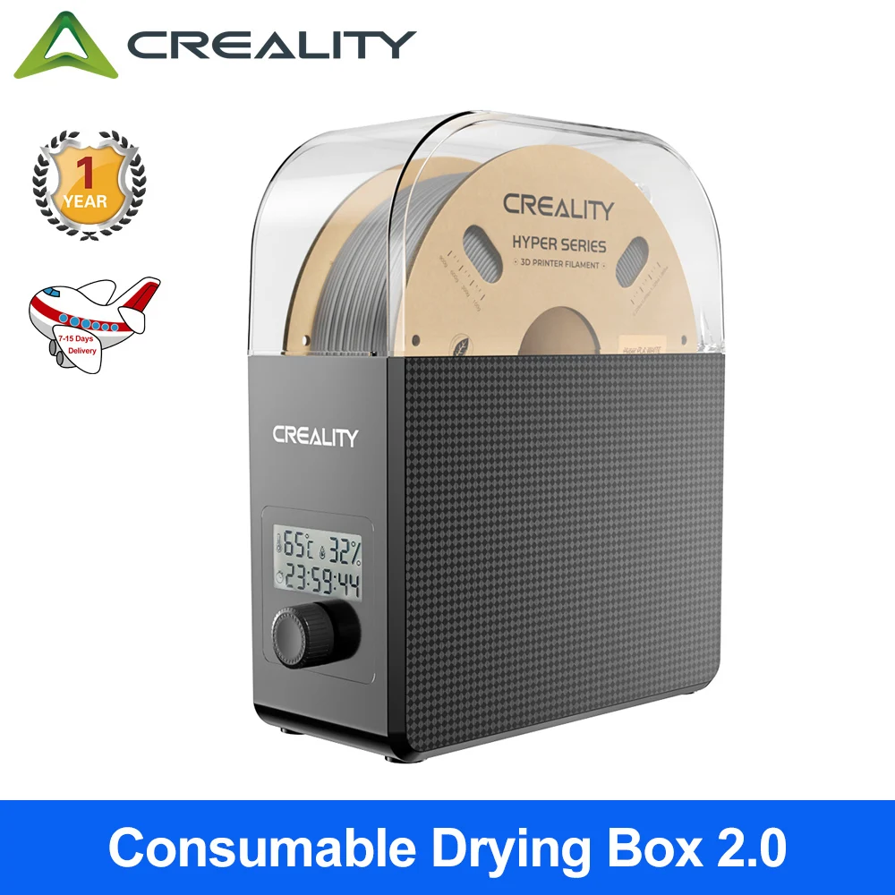 Creality 3D Printer Filament Dry Box Adjustable Temperature 45℃-65℃ Real-time Humidity Monitoring Hot-Air Heating 0-24h Sett