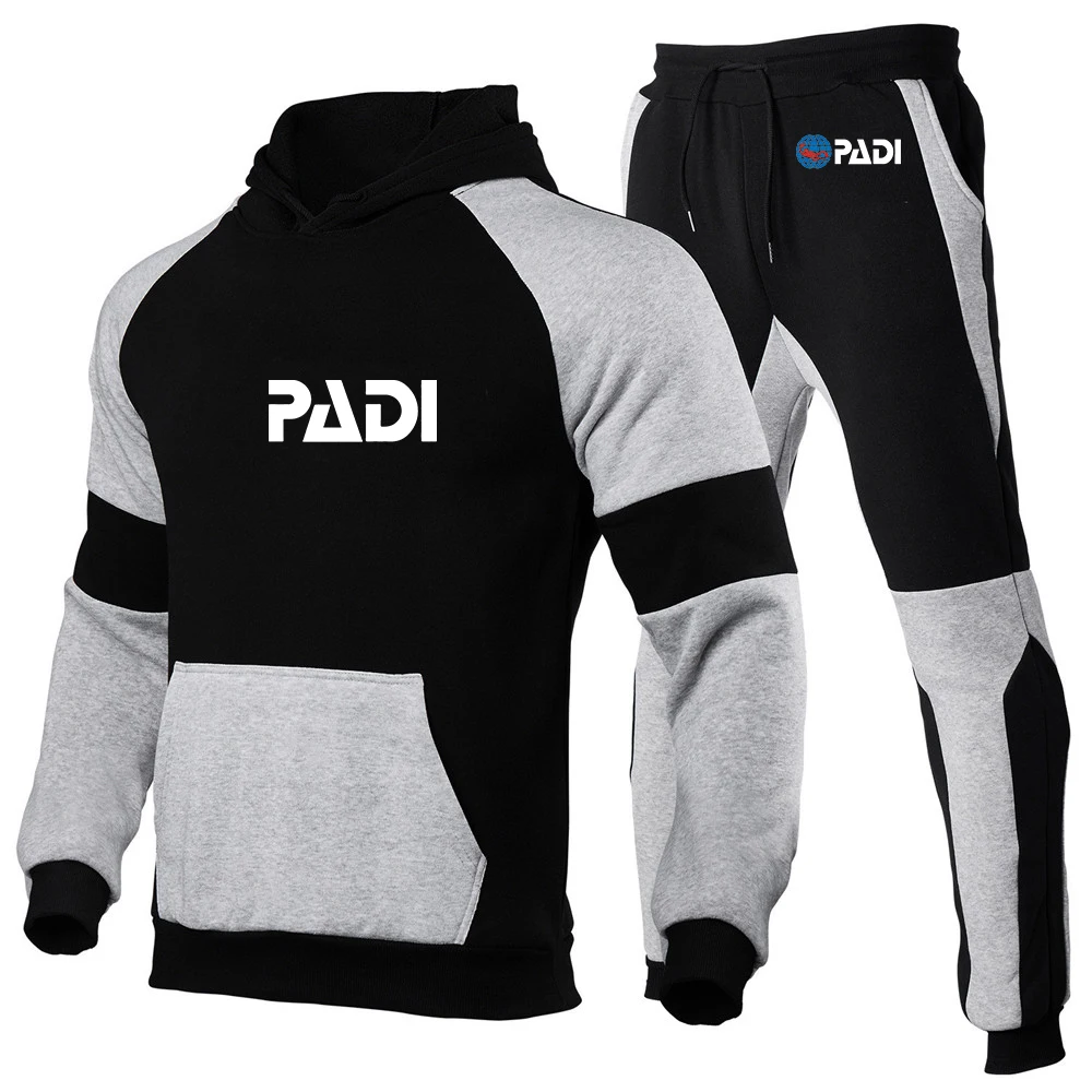Brand new winter men's diving driver Padi new splicing hoodie+running pants sports casual sweatshirt sportswear hooded sportswea