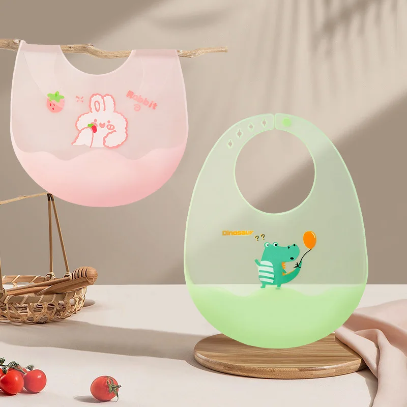 Cute Cartoon Animal Baby Bibs Soft Silicone Waterproof Boy Girl Feeding Burp Cloths 0-6 Years Kids Saliva Towel