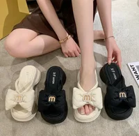 Women Slippers 2025 Summer Casual Shoes Versatile Thick Sole Women flip flop Outwear Bow Beach Slippers Sexy Slides tongs femme - Image 2