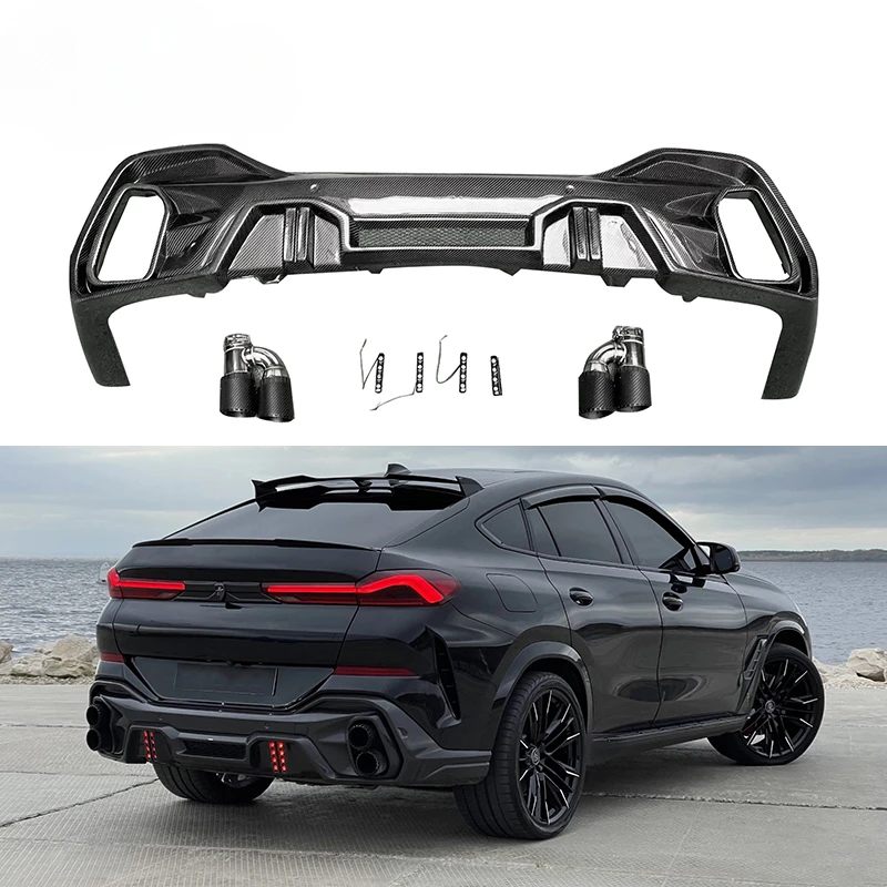 

Carbon Fiber X6 G06 Larte Style Rear Diffuser for BMW G06 X6 40i 50i 40d Rear Bumper Lip Under Spoiler Splitter Body Kit