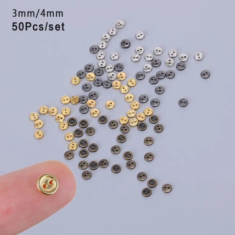 2-Holes 50pcs Metal Handmade Clothing Accessories Round Buttons Sewing Buttons Apparel Sewing Doll Button