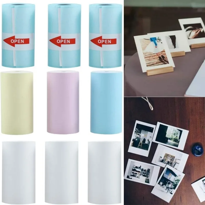 9 Rolls Thermal Paper, Thermal Printer Paper Camera Printing Pocket Paper 57 * 30mm BPA Free 10 Years Last Label Sticker Paper